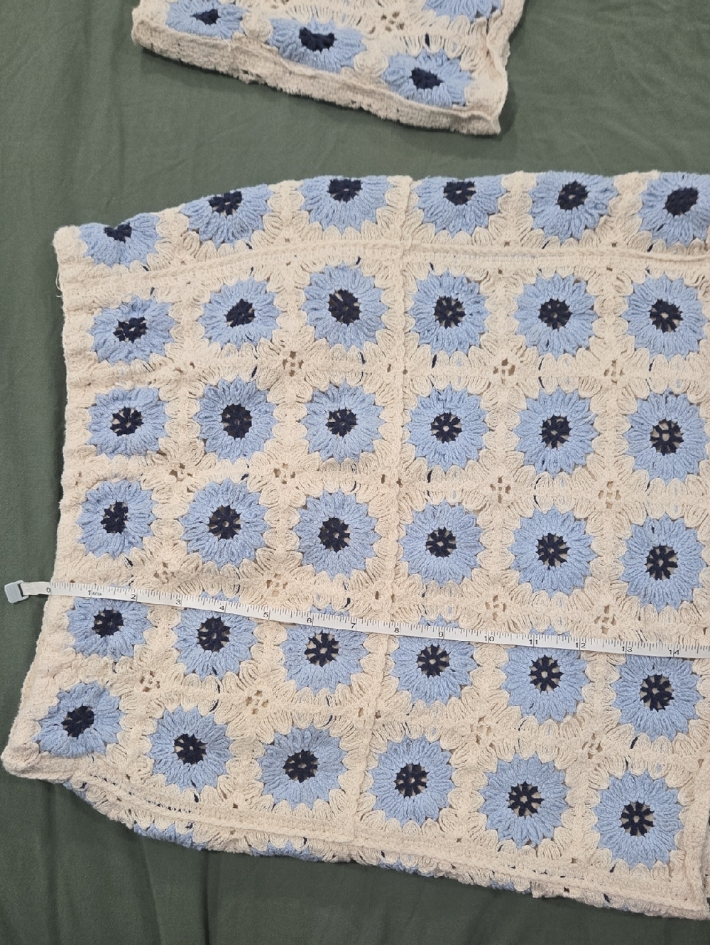 Blue/Cream Crochet crop top and skirt set - Picture 7 of 8